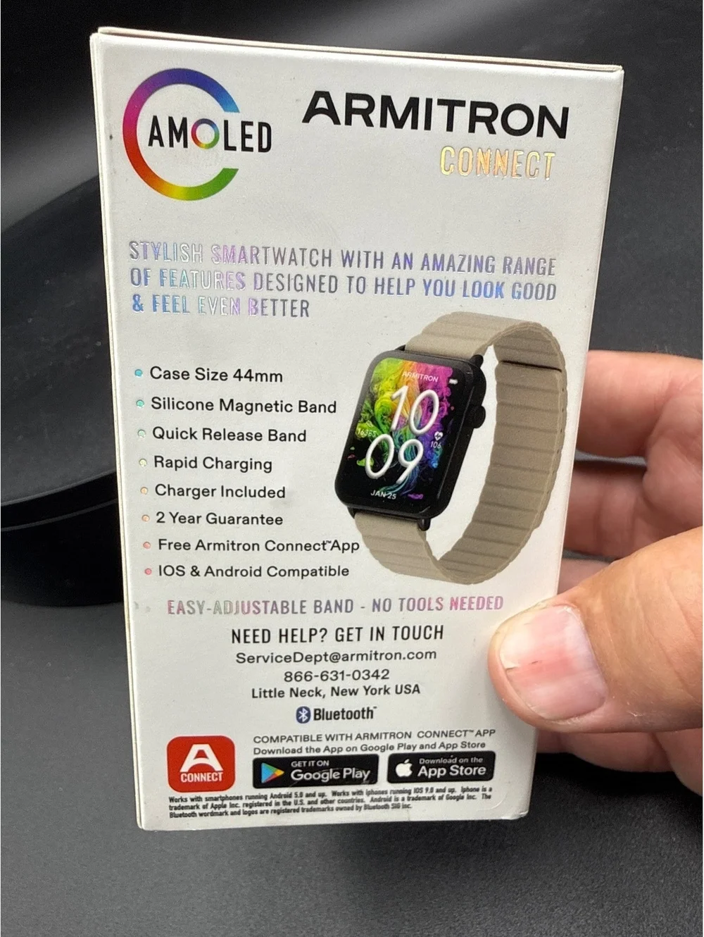 Armitron Connect AMOLED Smartwatch with Silicone Magnetic Band, 44mm Case